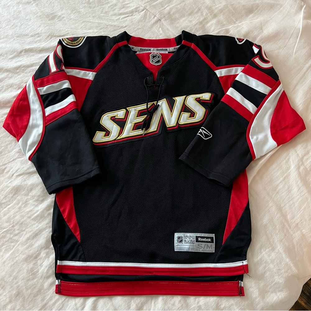 Reebok NHL Ottawa Senators SENS Spezza Sports Red Black Hockey Jersey Youth S/M